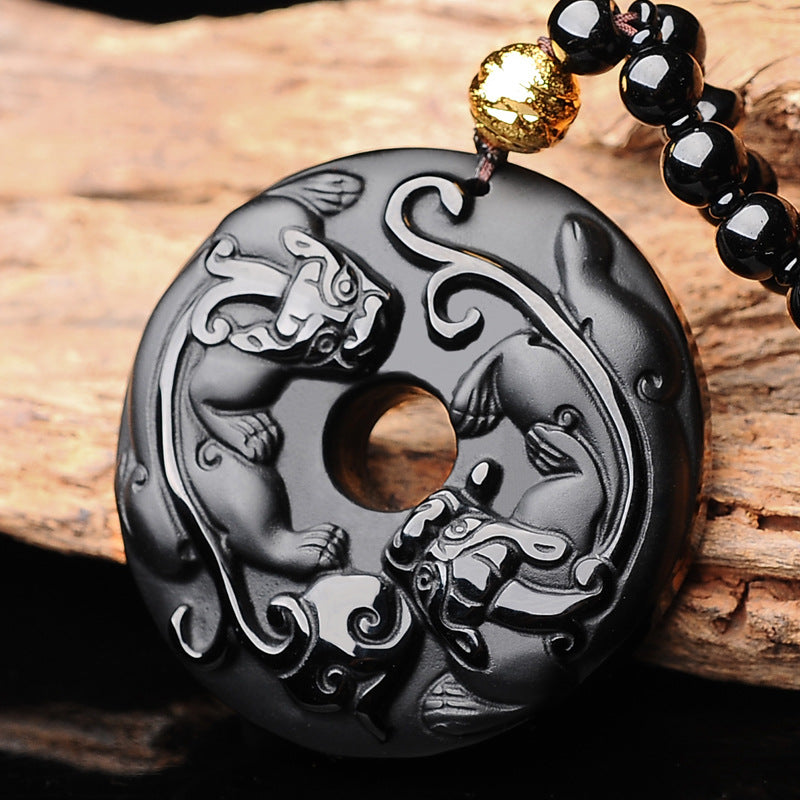 Obsidian Protection Pendant Necklace