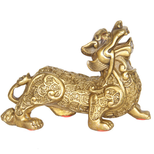 Brass Pixiu Covered in Coins - Pair