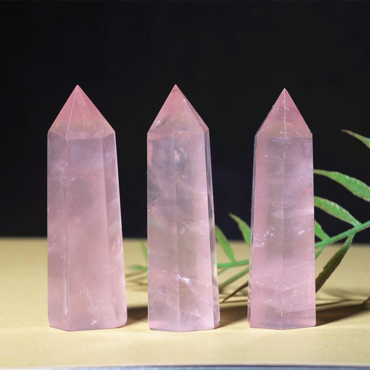 Rose Quartz Prism Point Crystal, alternate view