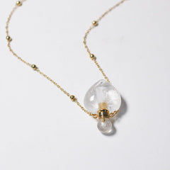 Clear Quartz Crystal Potion Bottle Necklace with Gold Chain
