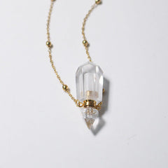 Clear Quartz Crystal Potion Bottle Necklace with Gold Chain